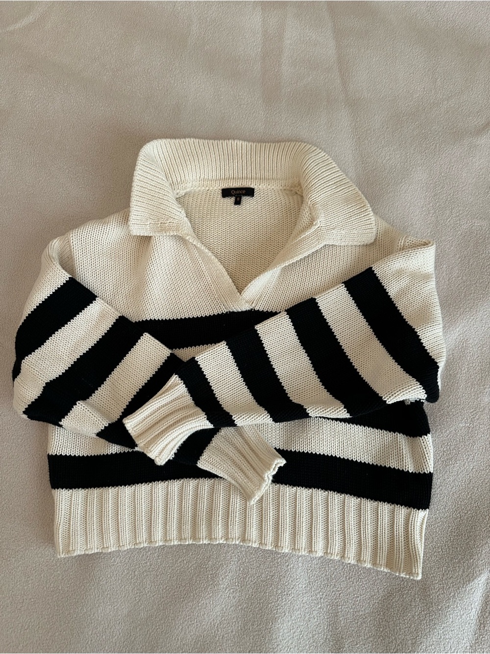 Quince Organic Cotton Cropped Polo Sweater